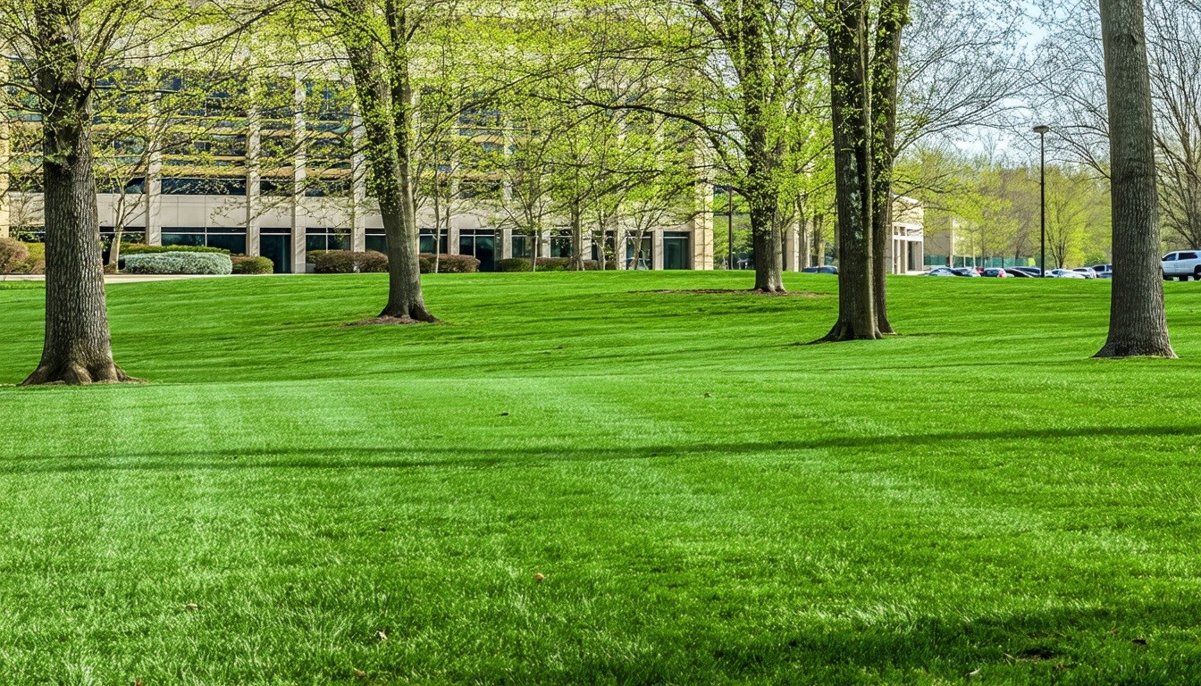 lush green lawn in georgia, commercial property