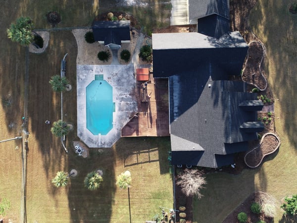Residential design build project: before photo (drone footage)