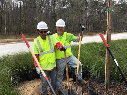 Proper use of PPE is an important part of landscape contractor safety training at T. Lake